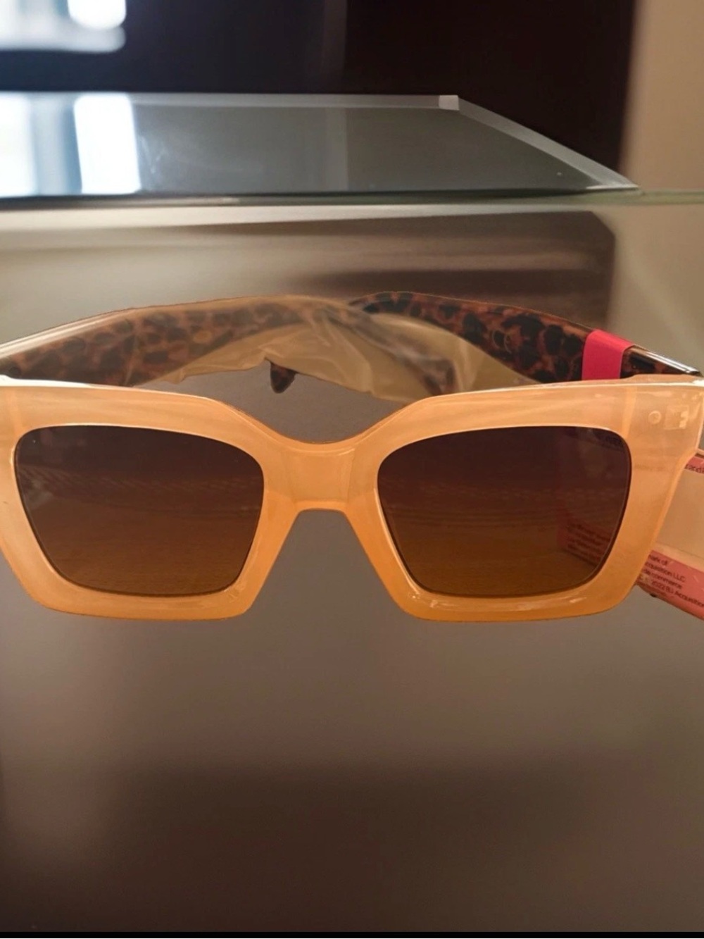Luv Betsey Betsey Johnson Sunglasses Tan Leopard Print Oversized Square ~NWT~